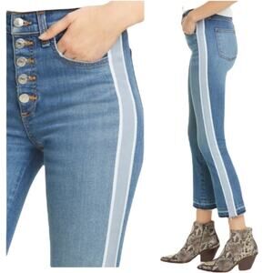 Veronica Beard Women's Carolyn Baby Boot High Rise Jeans Size 25/0 Tuxedo Stripe